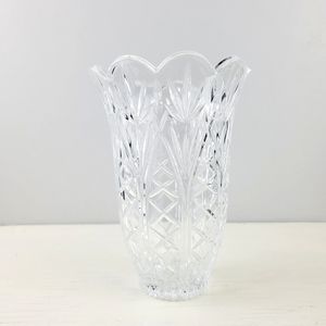 Crystal Vase Scalloped Edge French Style Vintage Lead Crystal Flower Vase